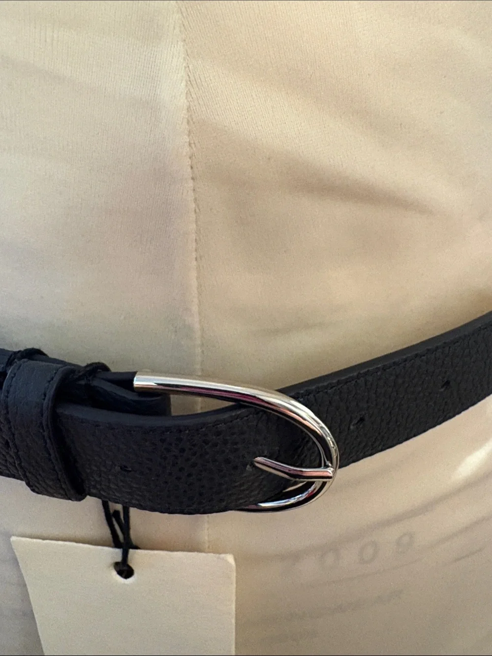 Talbots Black Pebbled Leather Belt with Silver Buckle